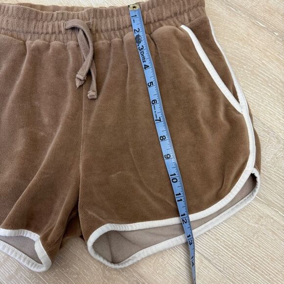ASOS Velour Tan and White Drawstring Shorts Size Small - Picture 5 of 7